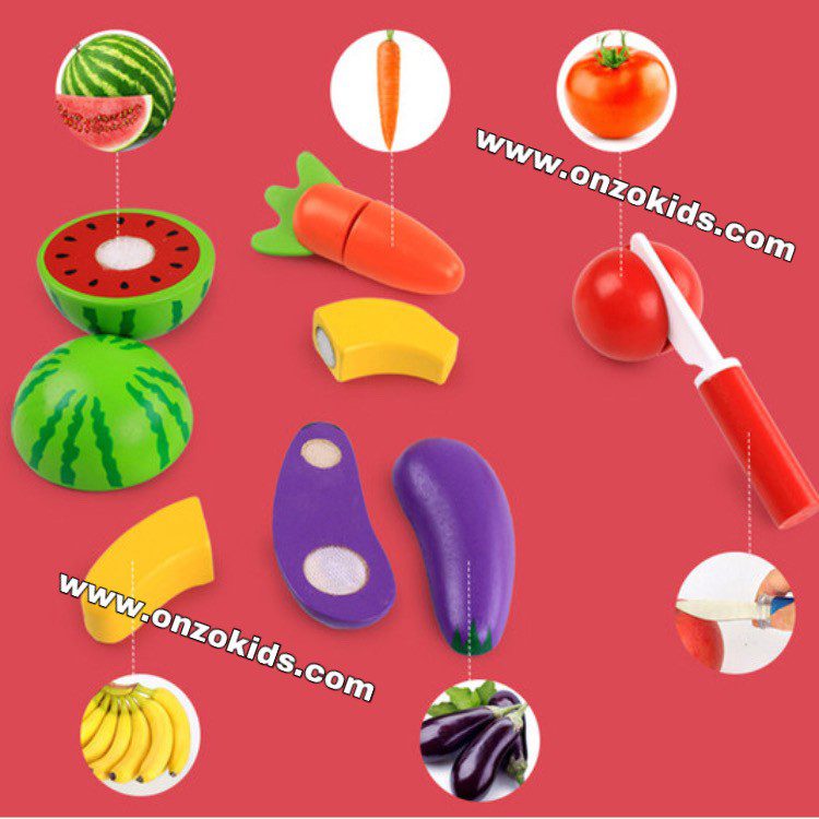 Fruits et légumes à découper en bois pour enfants – Image 4