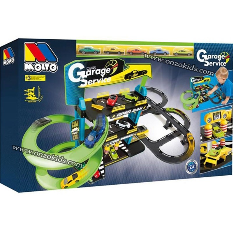Circuit et garage 3 étages + Pistes de course avec 5 voitures | MOLTO – Image 7