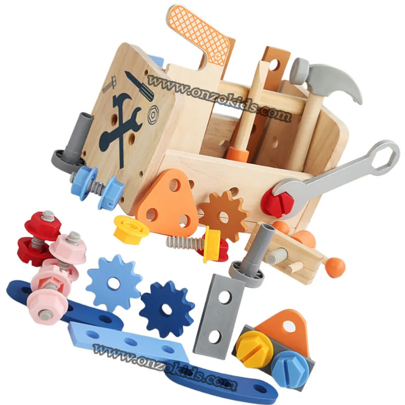 Outil en bois jouet de table bébé faire semblant de jeu établi construction joue – Image 6