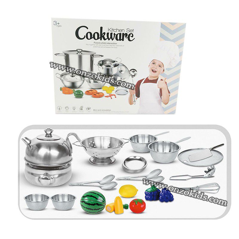 Jouets de cuisine en inox avec fruits et légumes – Image 2