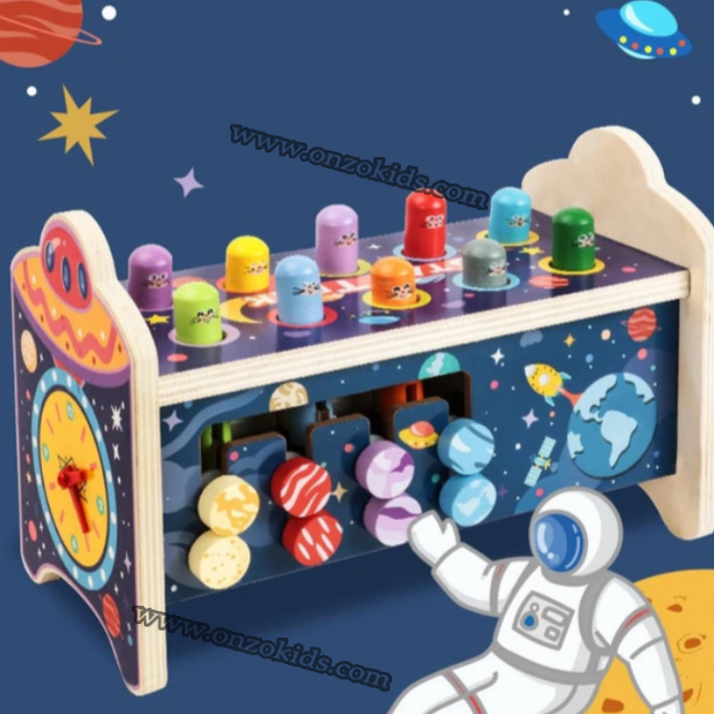 Jeu de taupe 5 en 1 jeu d’apprentissage en bois pour bébé – Image 5