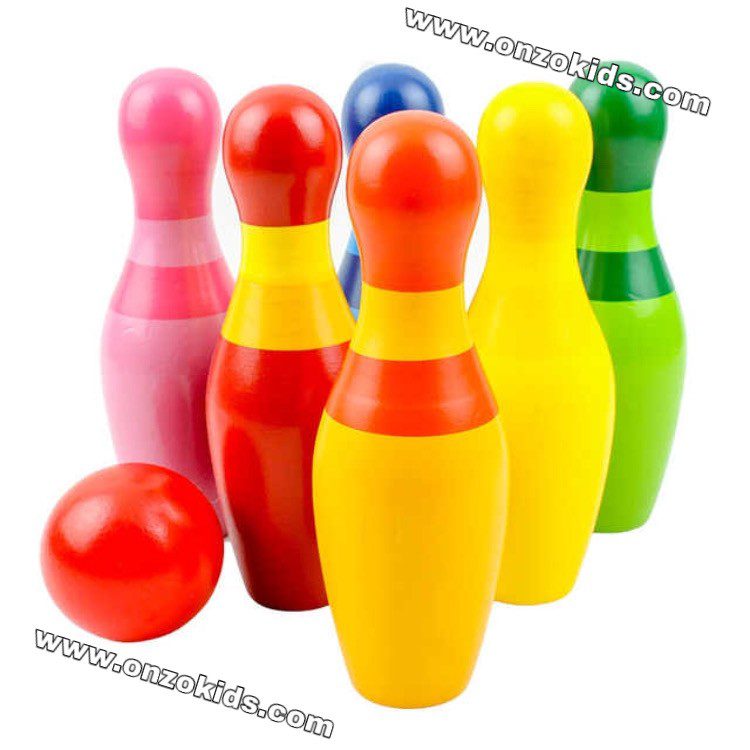 Mini bowling en bois pour enfants