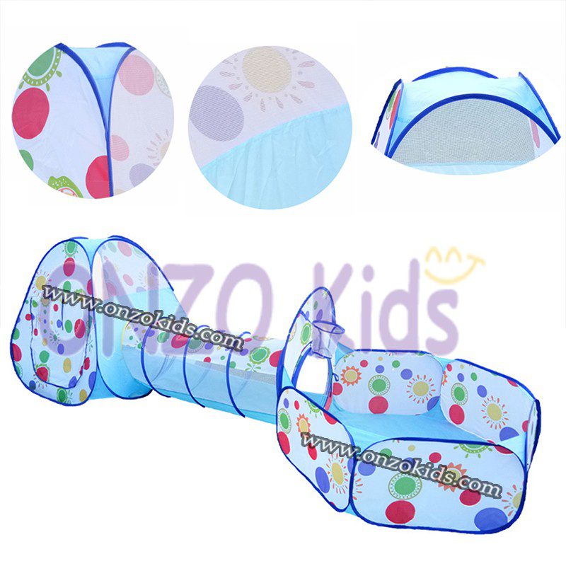 Tente + Tunnel + Air de jeu + 60 Balles pour bébé et enfant – Image 4