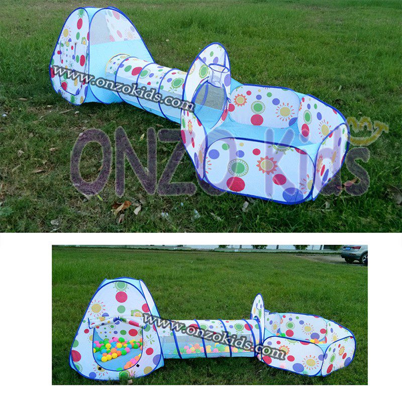 Tente + Tunnel + Air de jeu + 60 Balles pour bébé et enfant – Image 8