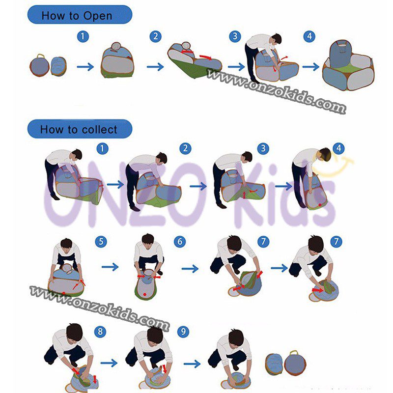 Tente + Tunnel + Air de jeu + 60 Balles pour bébé et enfant – Image 12