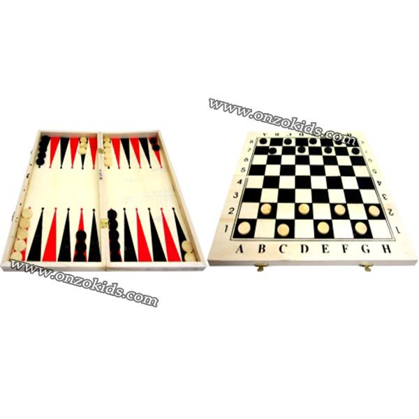 Jeux de société 3 en 1 | Échecs, dames et backgammon – Image 2