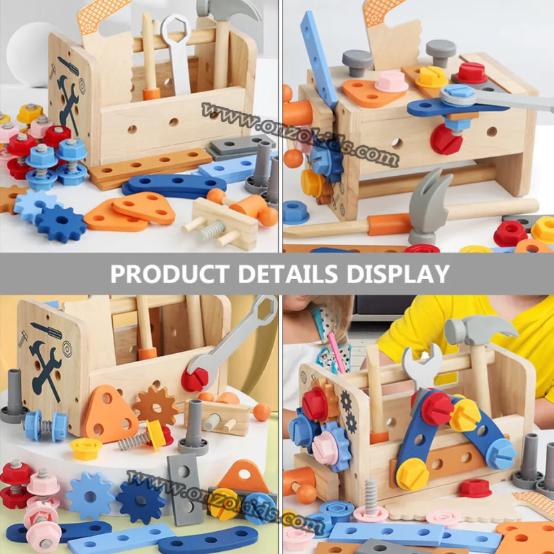 Outil en bois jouet de table bébé faire semblant de jeu établi construction joue – Image 4