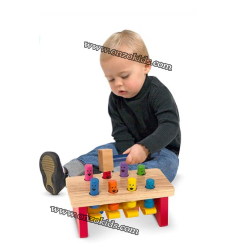Établi en bois Fun Piling Platform avec marteau – Image 2