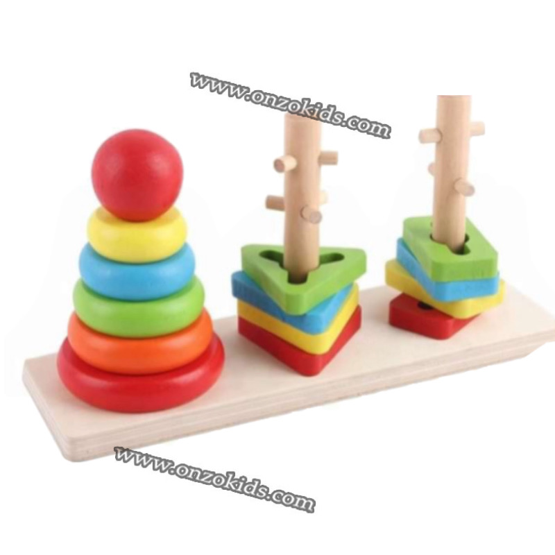 Jeux de forme et pyramide en bois – Image 2