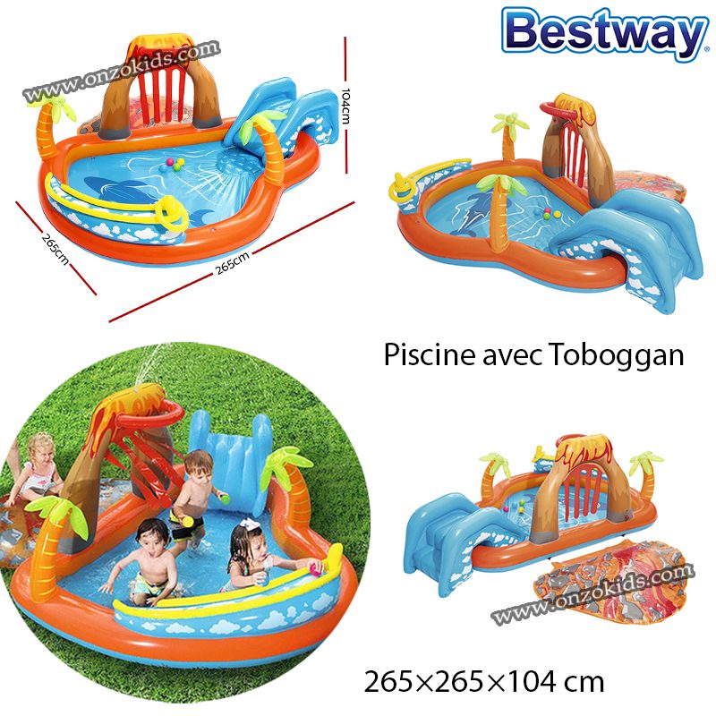 Piscine avec Toboggan 265×265×104 cm -Bestway