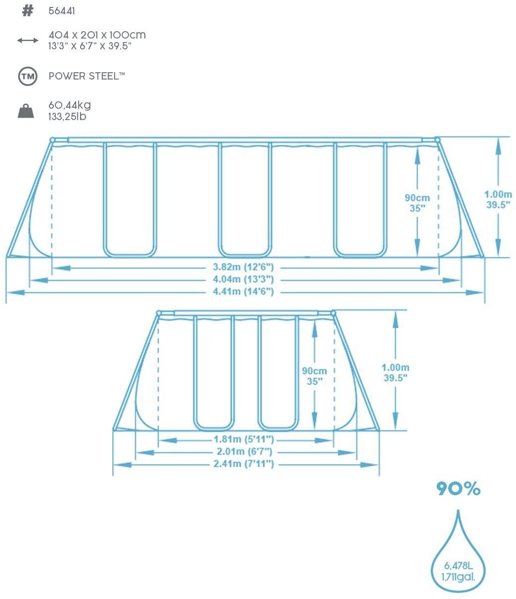 Piscine Power Steel Rectangulaire Tubes acier 404 x 201 x 100 cm -Bestway – Image 10