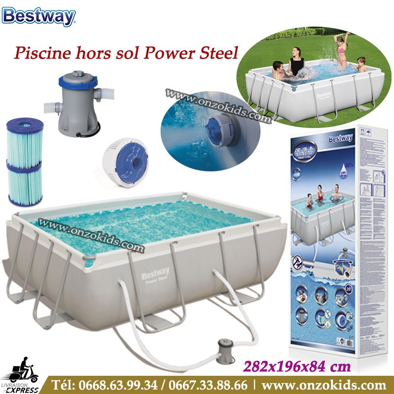 Piscine hors sol cadre en acier Rectangulaire 282 x 196 x 84 cm - Bestway