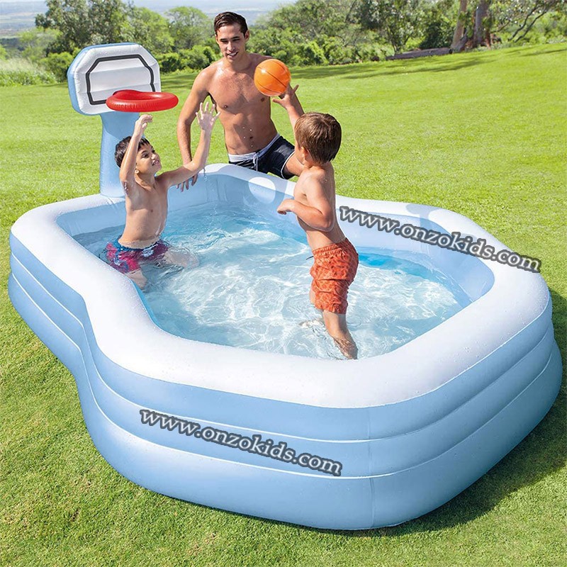 Piscine familiale avec panier de basket 257 x 188 x 135 cm -Intex