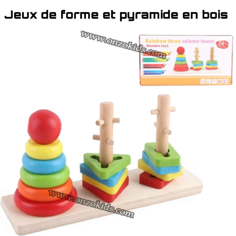 Jeux de forme et pyramide en bois