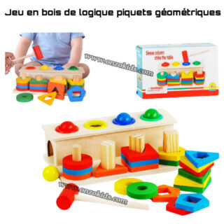 Jeu en bois de logique piquets géométriques