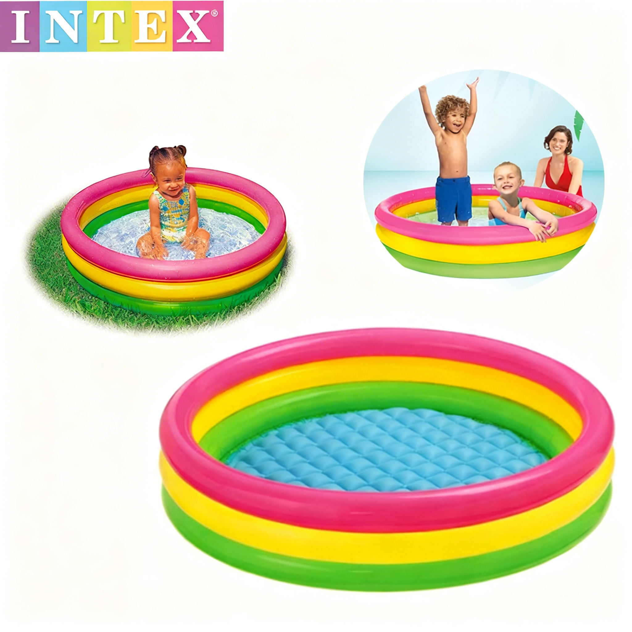 Piscine Gonflable 3 Anneaux 147X33Cm Multicolore-INTEX