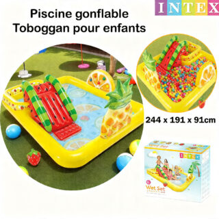 Piscine gonflable avec toboggan pour enfants 244 x 191 x 91 cm