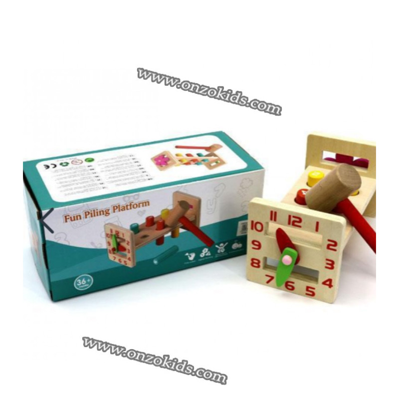 Établi en bois Fun Piling Platform avec marteau – Image 7