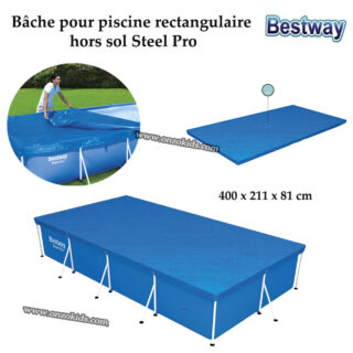 Bâche pour piscine rectangulaire hors sol Steel Pro 400 x 211 x 81 cm