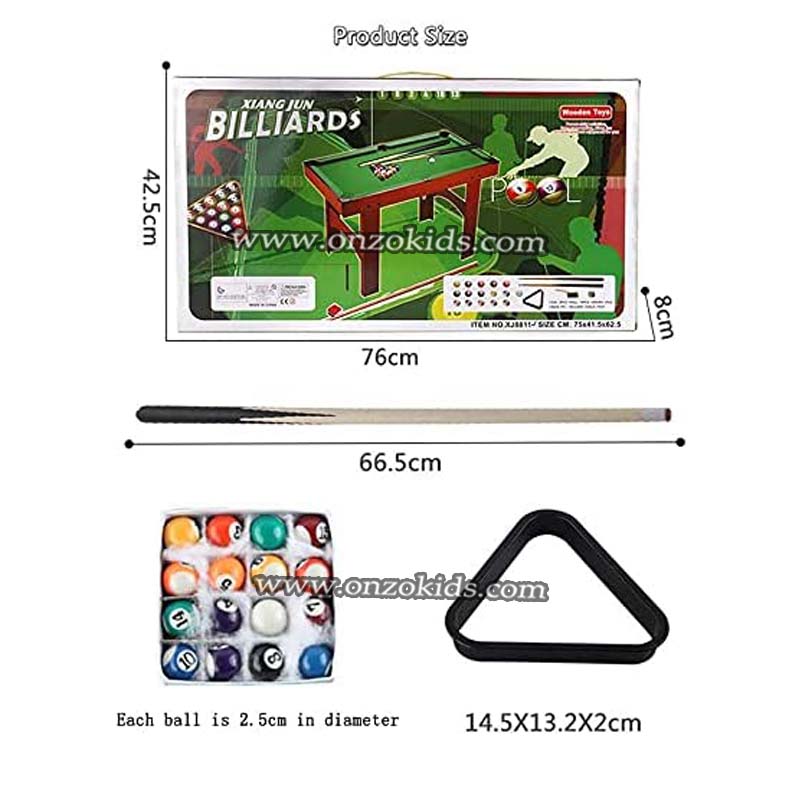 Billard en bois avec 16 boules – Image 2