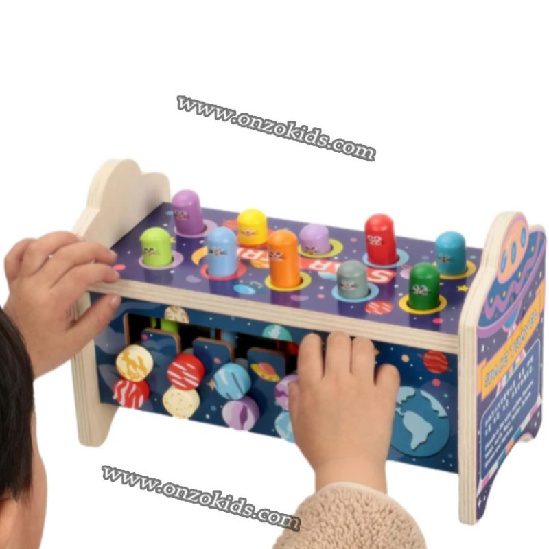 Jeu de taupe 5 en 1 jeu d’apprentissage en bois pour bébé – Image 7