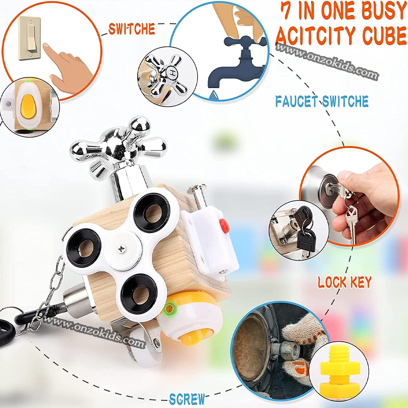 Cube Sensoriel Fait Main pour Le développement Précoce des Enfants – Image 3