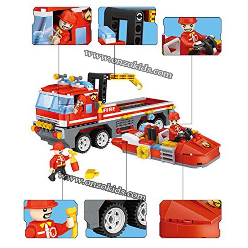 Jeu de construction 354 piéces | Camion et bateau de secours incendie - Cogo – Image 5