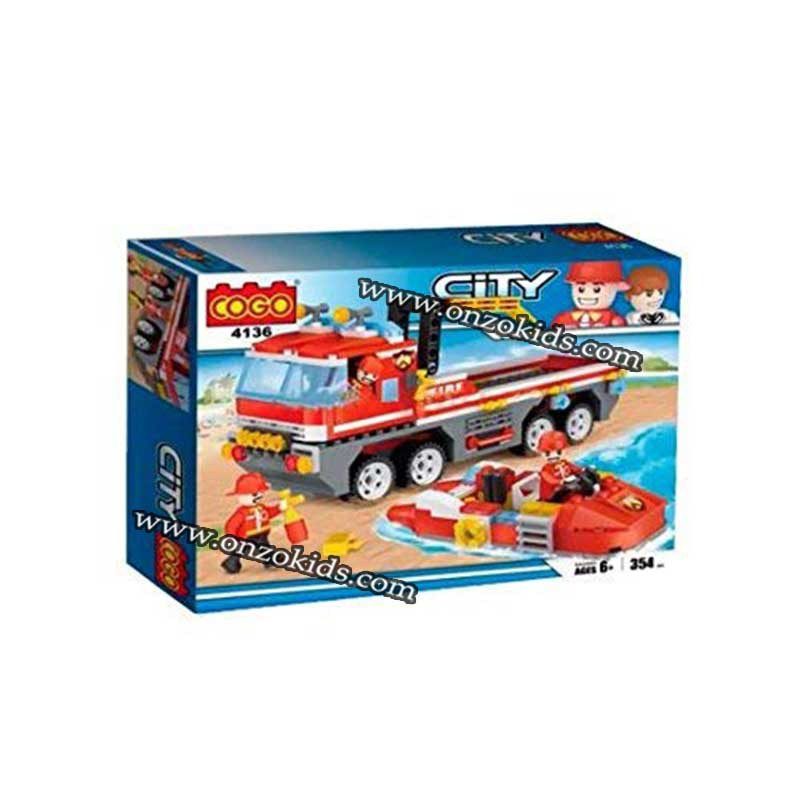 Jeu de construction 354 piéces | Camion et bateau de secours incendie - Cogo – Image 6