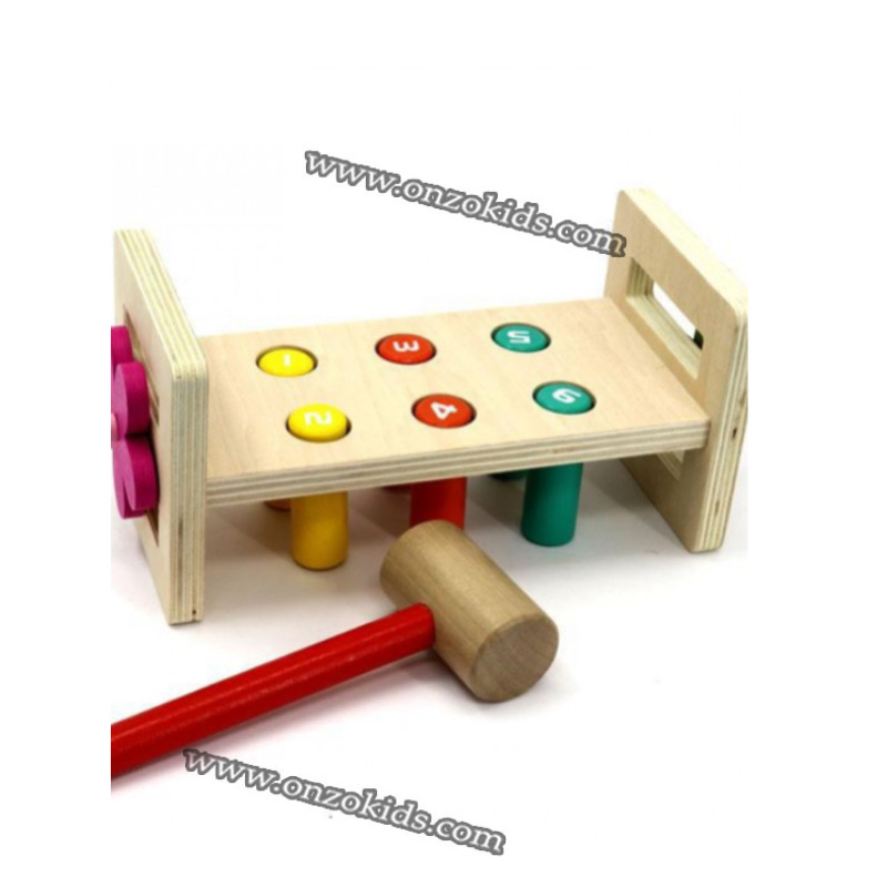 Établi en bois Fun Piling Platform avec marteau – Image 4
