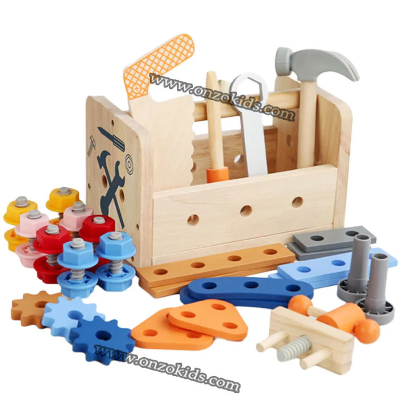 Outil en bois jouet de table bébé faire semblant de jeu établi construction joue – Image 9