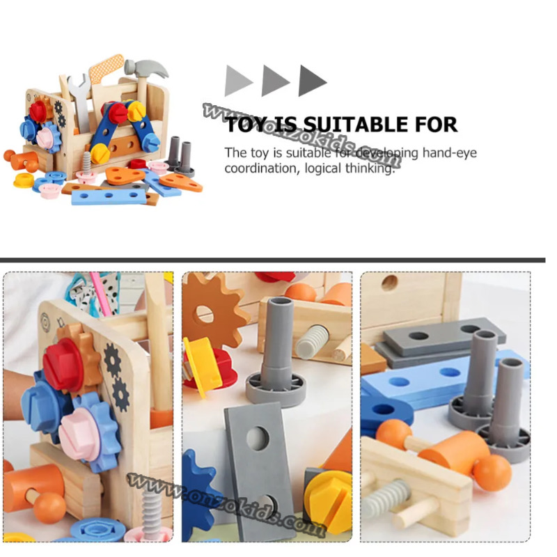 Outil en bois jouet de table bébé faire semblant de jeu établi construction joue – Image 7
