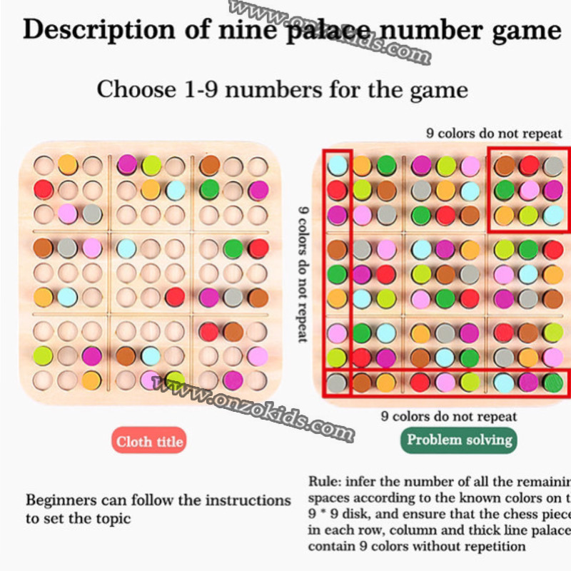 Sudoku échecs logique jouets enfants en bois – Image 3
