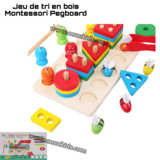 Jeu de tri en bois Montessori Pegboard