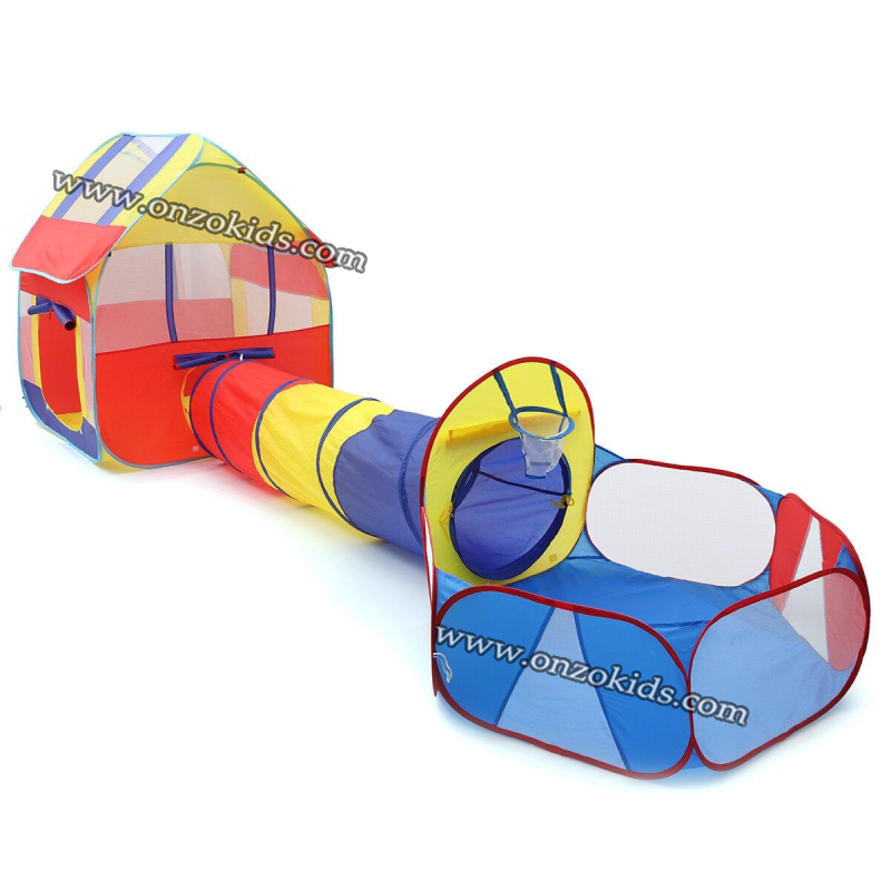 Tente + tunnel + air de jeu avec un panier de basket pour bébé et enfant