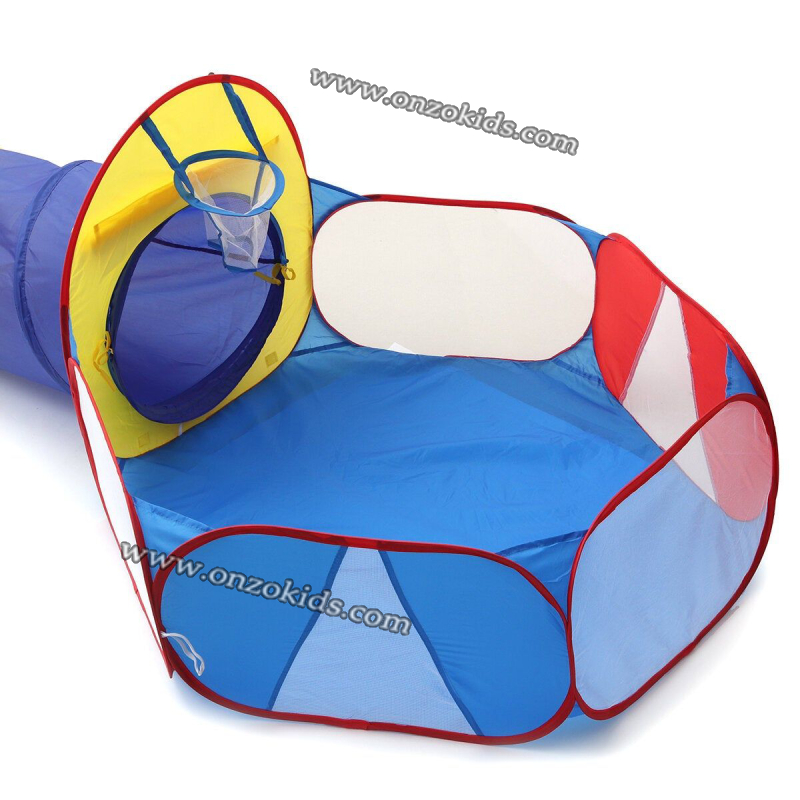 Tente + tunnel + air de jeu avec un panier de basket pour bébé et enfant – Image 4