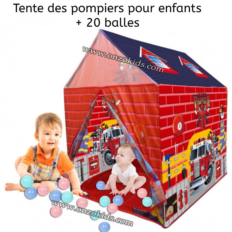 Tente des pompiers pour enfants + 20 balles