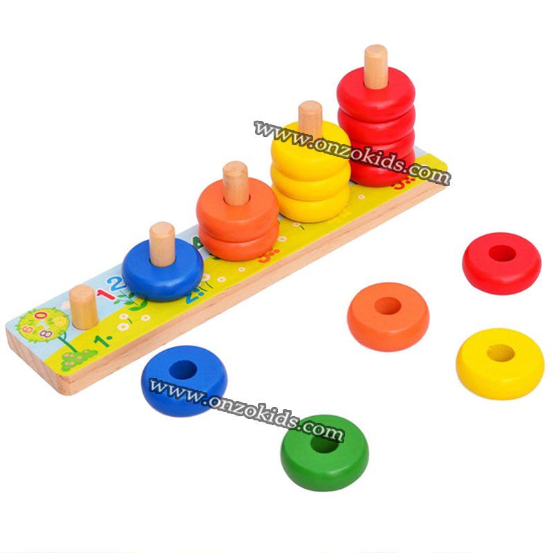 Cercles de calcule à empiler en bois Montessori