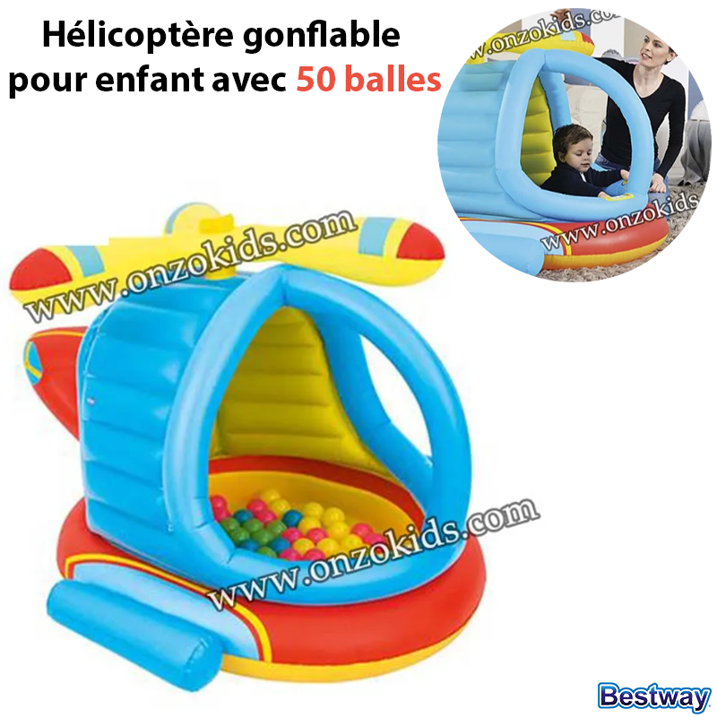 Piscine à balles, Hélicoptère gonflable pour enfant + 50 balles - Bestway