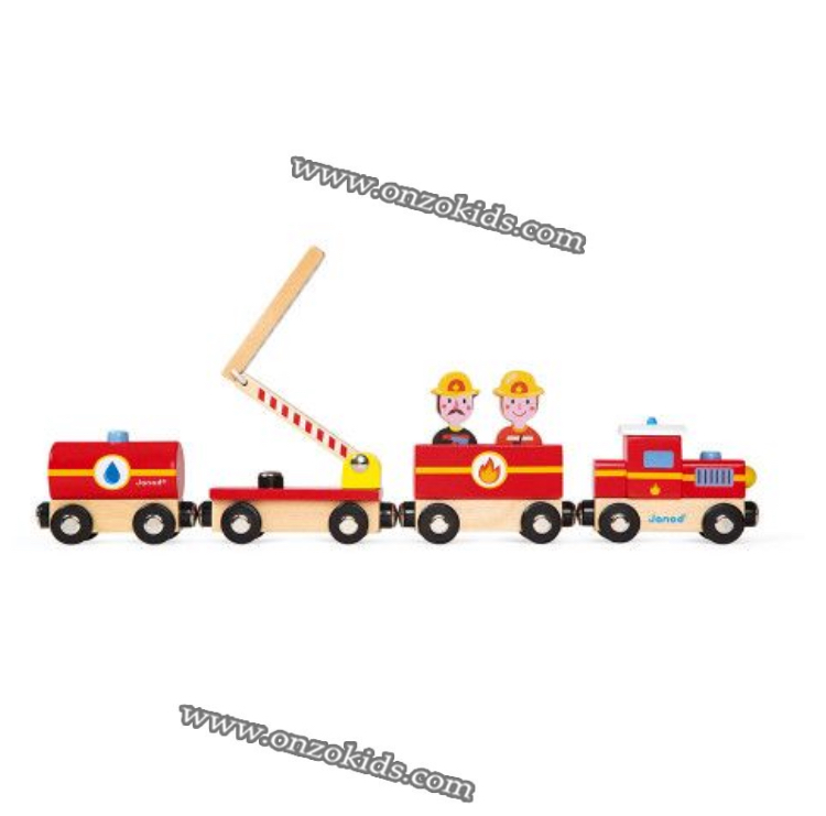 Jeu éducatif en bois Train Pompiers Story – Image 2
