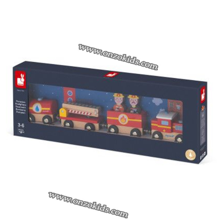 Jeu éducatif en bois Train Pompiers Story – Image 3