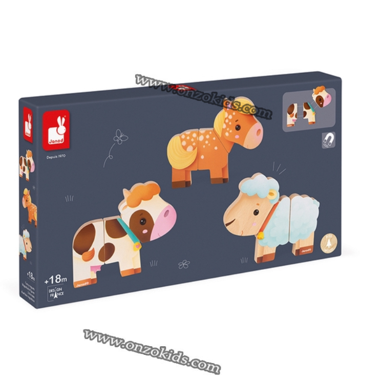 Jeu éducatif Funny Magnets Les animaux de la ferme de Janod – Image 2