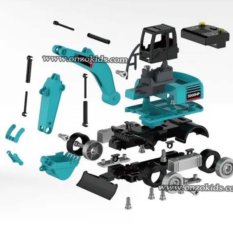 Jouet de construction de modèle de pelleteuse bleu – Image 5