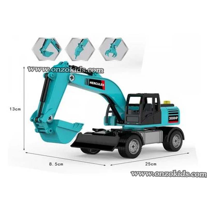 Jouet de construction de modèle de pelleteuse bleu – Image 3