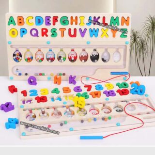 Jouet éducatif Labyrinthe magnétique Lettres et chiffres en bois
