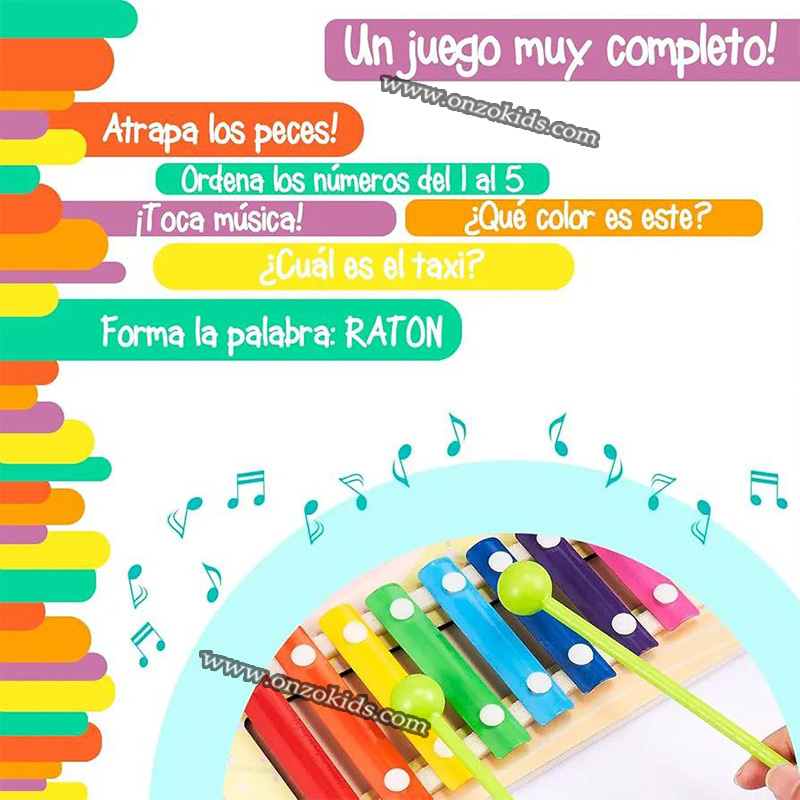 Jouet en bois musicale avec xylophone, lettres et chiffres – Image 2