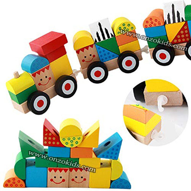 Trois trains éducatifs Forme de blocs de construction – Image 8