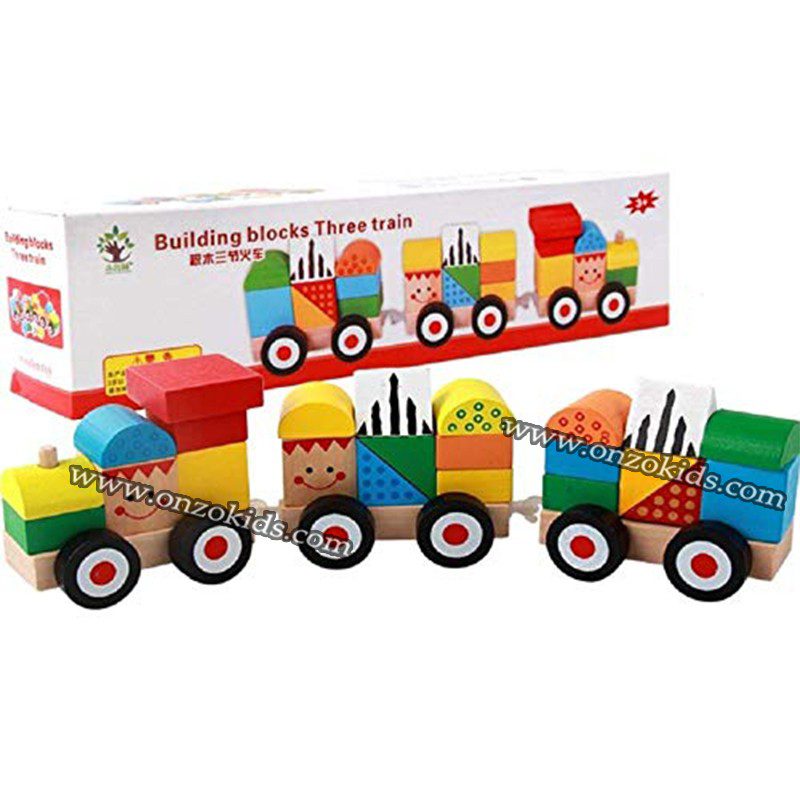 Trois trains éducatifs Forme de blocs de construction – Image 9