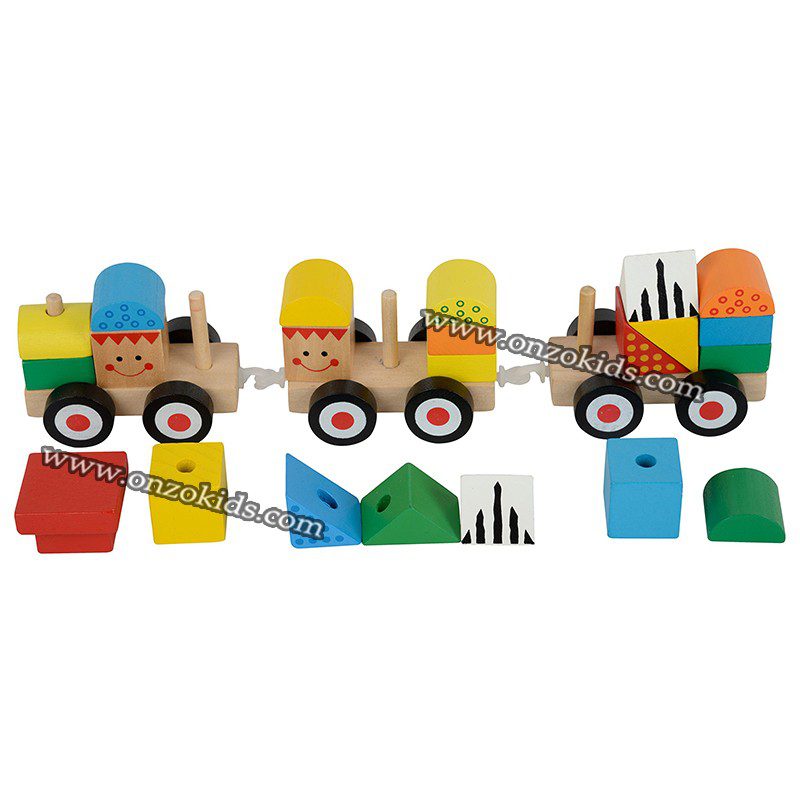 Trois trains éducatifs Forme de blocs de construction – Image 3