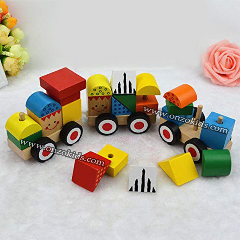 Trois trains éducatifs Forme de blocs de construction – Image 5