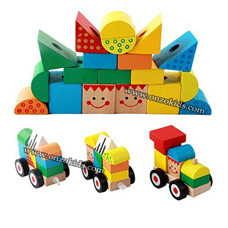 Trois trains éducatifs Forme de blocs de construction – Image 6